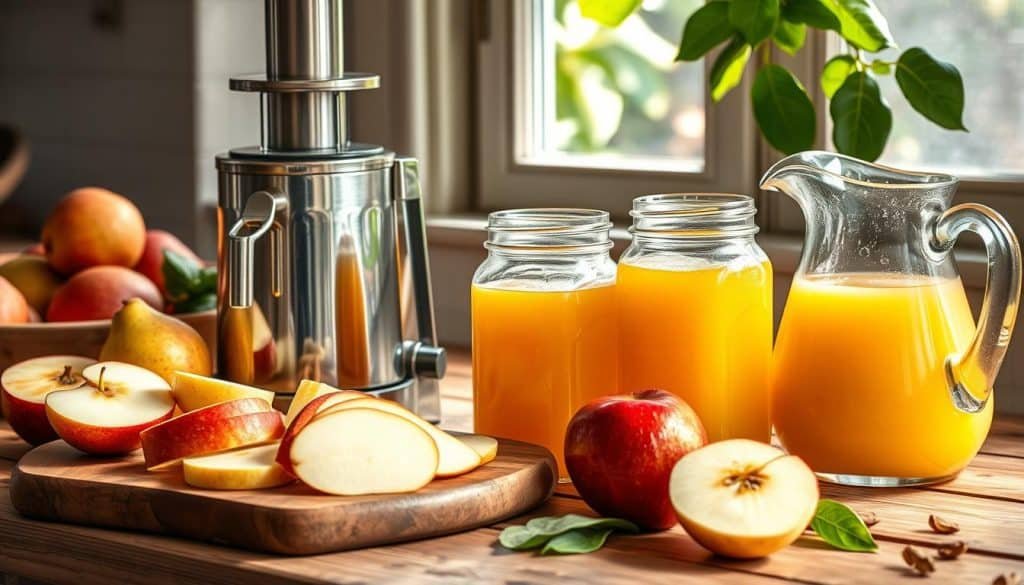 homemade apple-pear juice equipment