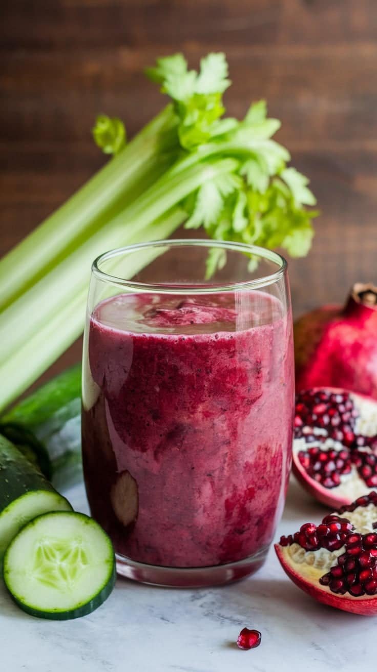 Celery-Cucumber Pomegranate Glow Juice