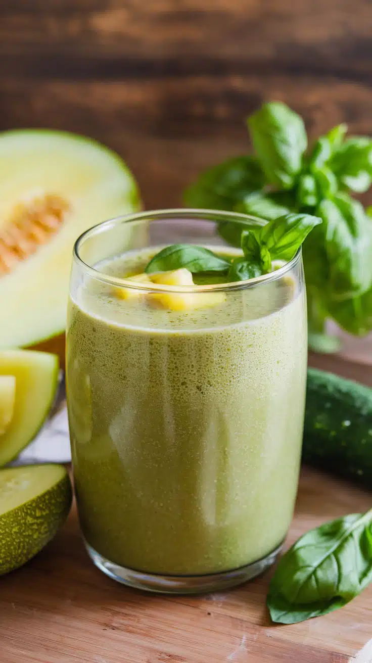 Spinach-Melon Basil Refresher Juice