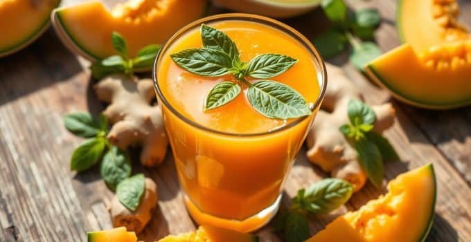 Cantaloupe-Basil Ginger Juice