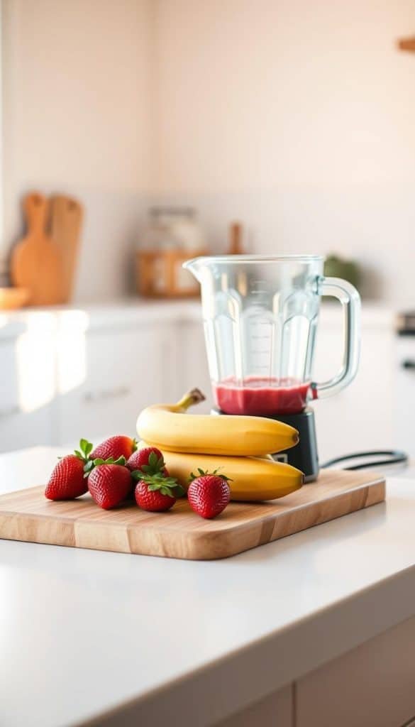 Strawberry and Banana Smoothie preparation